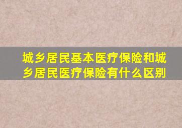 城乡居民基本医疗保险和城乡居民医疗保险有什么区别