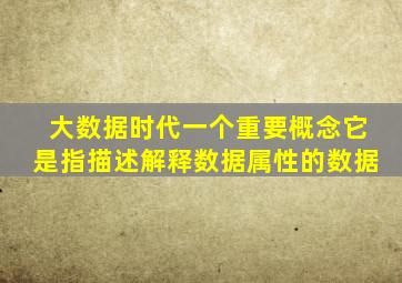 大数据时代一个重要概念它是指描述解释数据属性的数据